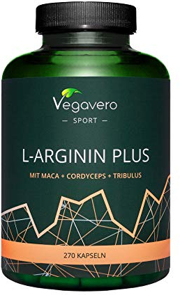 L-Arginin Plus Vegavero | 180 Kapseln | mit Maca, Cordyceps, Tribulus, Zink | für aktive Männer | Hochdosiert | Vegan & Ohne Zusätze