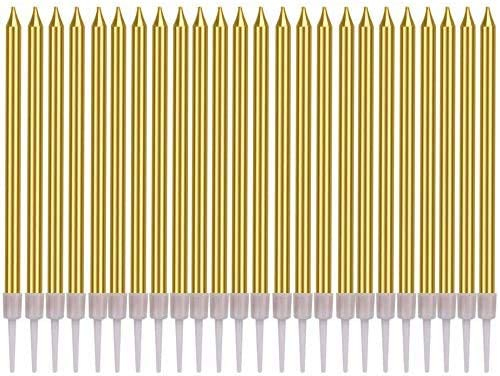 Schlanke Kuchenkerzen Lange,36 Stück Geburtstagskerzen in Halter Metallic Geburtstag Kuchen Kerzen Cupcake Kerzen für Hochzeit Geburtstagsfeier Baby Brautdusche Jubiläum