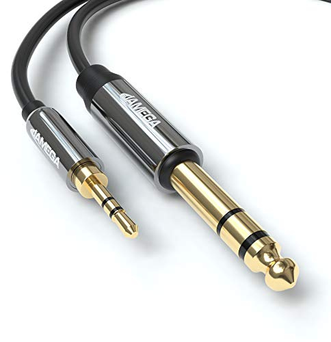 JAMEGA- 3.5mm Klinke auf 6.35mm Klinke Kabel 1m | 6,35mm Klinkenstecker auf 3,5mm Klinkenstecker Aux Adapter Stereo Audio Kabel kompatibel mit Gitarre, Mischpult, Mikrofon, Recorder, Verstärker usw.