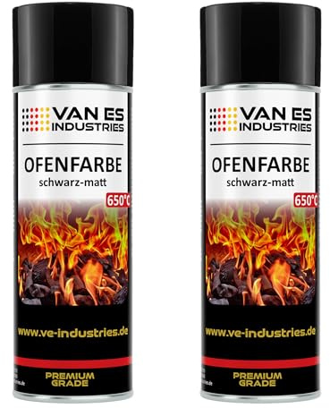 Thermolack 2 x 400ml Spray Ofenlack Auspufflack hitzebeständiger Lack Ofenfarbe Schwarz matt 650°C