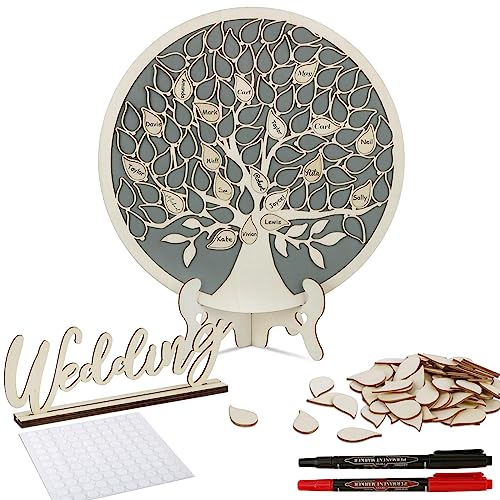 VINFUTUR Holz Gästebuch Hochzeit Baum Hochzeitsgästebuch Alternative Personalisiert Hochzeitsdeko Kreative Geschenk für Hochzeit Verlobung Jubiläum