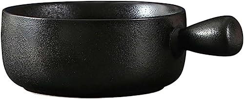 LUbrel Ciotole for Ramen, Scodella for zuppa, Ciotola for zuppa con Manico Singolo in Ceramica Nera Satinata, lavastoviglie for zuppa di Zucca e Insalata, forni a microonde e forni Sono sicuri-Nero