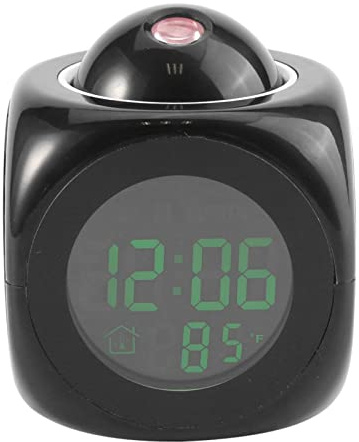 Tiiyee Projection Alarm Clock, Led Alarm Projector Clock with on Ceiling LCD Wall Travel Voice Talking Projection 20s Temperature Display 10mins Snooze for Home (Power Cord Not Included)
