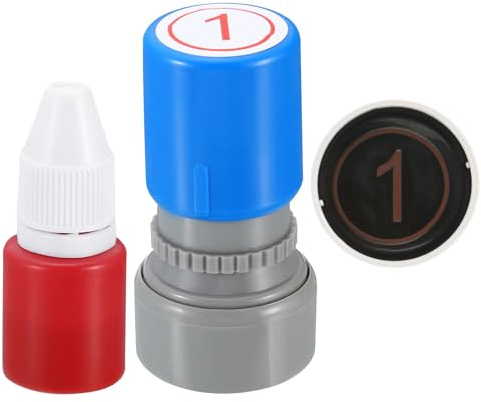 PATIKIL Number Stamps Self Inking, Numeral 1 Number Stamp Teacher Stamp Initial Stamp Ink Stamp for Class Notebook Scrapbooking DIY Craft Style 2, Red Ink