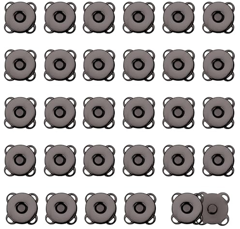 30 Sets Magnetische Druckknöpfe, 14mm Pflaume Magnetknöpfe Magnetische Verschlüsse Knöpfe für Geldbörsen Taschen Kleidung Handtaschen Leder DIY-Handwerk (Dunkelgrau)