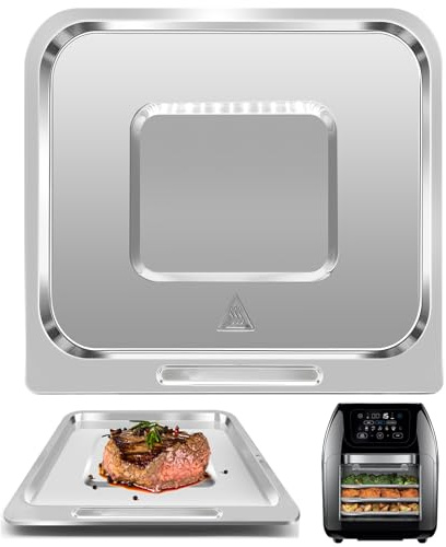 Air Fryer Cooking Tray for CHEFMAN XL 10L Multifunctional Digital air fryer, 9.4 * 8.8'' Food Grade Nonstick Air Fryer Replacement Parts Rack Grill Pan Crisper Plate, Dishwasher Safe