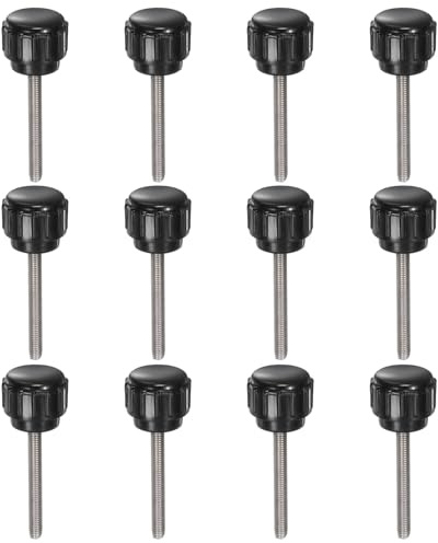 QUARKZMAN 12 stycken räfflade skruvar med gänga M3 x 25 mm x 14 mm rund huvudskruv rostfritt stål 304 runda handtagsbultar klämknappar 14 mm handknappar tumskruvar spännskruv för industri maskin