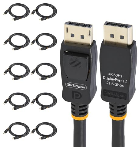 StarTech.com 2m (6.6ft) VESA Certified DisplayPort Cable - 10 Pack - DisplayPort 1.2 Cable/Cord, 4K60Hz, Latching DP Connectors