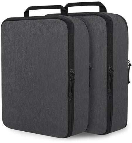 Compression Packing Cubes for Travel Essentials, 2 Set Expandable Packing Cubes for Suitcase Luggage Organizer Bags for Travel, Black
