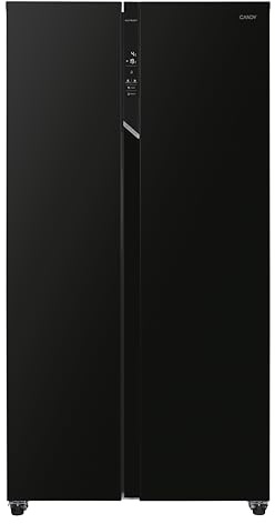 CANDY Frigorifero Side by Side No Frost 521L, Classe E, Display Touch, Super Freezing, Ripiani in Vetro, 177x91x67 cm (AxLxP) Nero - CHSBSO-6174B