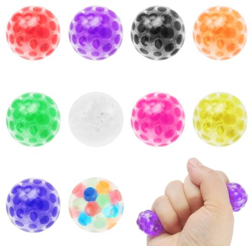 10Stks Weiches Wasserperlen Stressbälle, 3.3cm Mini Quetschbälle in Zufällige Farben, Gummi Spielzeug Partytütenfüller, Quetschbare Sensorische Bälle mit Wasser Perlen für Erwachsene ADHS