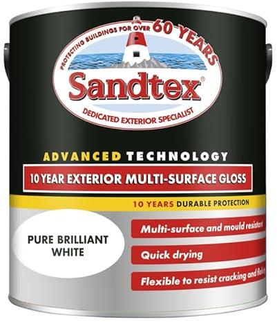 Sandtex 10 Year Multi Surface Gloss Pure Brilliant White 2.5L