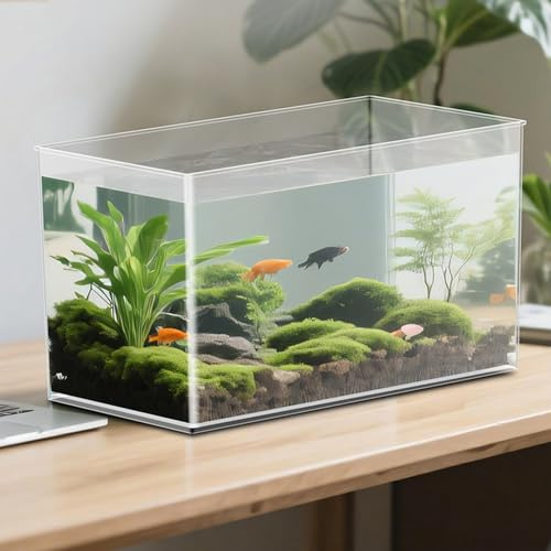 Aquarium en Plastique pour Aquarium, 29 x 15 x 15,5 cm, Transparent, sans Cadre