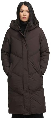 MARIKOO Cappotto invernale da donna (S-5XL) – trapuntato, cappuccio rimovibile, chiusura a bottone – N101, cioccolato, M