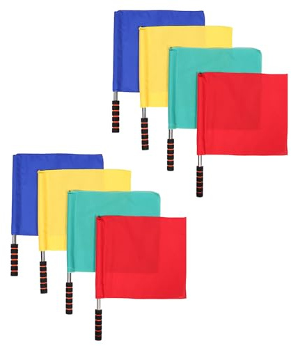 WESIEVYA 8 piezas Banderas de Árbitro Multicolor Resistente al Clima para Fútbol Voleibol y Atletismo Banderas de Juez de Línea Compactas y Visibles para Partidos al Aire