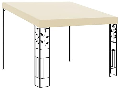 Mokuyary Väggpaviljong 3 x 3 x 2,5 m, krämvit, paviljong, trädgårdstält, festtält, trädgårdspaviljong för trädgård, fest, festival, bröllop