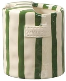 JJIAGOLD Vintage randig handmålad keramisk mugg set – 2-delars kaffekoppar, kreativa te- och frukostmuggar för kontor och hem, unik present till dryckesälskare (grön)