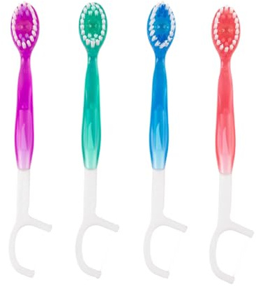 VELAJA Cepillos de Dientes Desechables 40uds, 5 en 1 Cepillo Dental de Viaje con Pasta, Hilo Dental y Limpiador Lingual, Cepillo de Dientes Viaje Desechable con Pasta, 4 Sabores Refrescantes