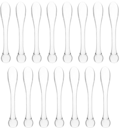 KICHOUSE Cuillères à Crème Visage Applicateurs Portables en Acrylique Transparent Lot de 15 Pratiques pour Cosmétiques et Masques Faciaux