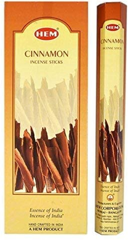 Hem Räucherstäbchen in sechseckiger Verpackung, Zimt, 6 Packungen à 20 Stäbchen = 120 Stäbchen