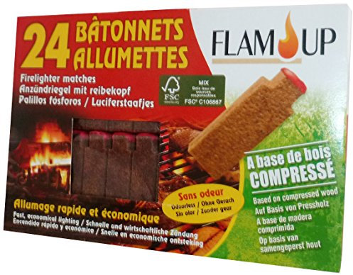 Flam'Up 0500 Allume-feu naturel Bois compresse 24 Bâtonnets