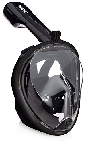 Emsmil Máscara de Buceo 180° Vista Panorámica Máscara Facial de Snorkel con Tecnología Anti-Vaho y Anti-Fugas Impermeable para Vacaciones Negro