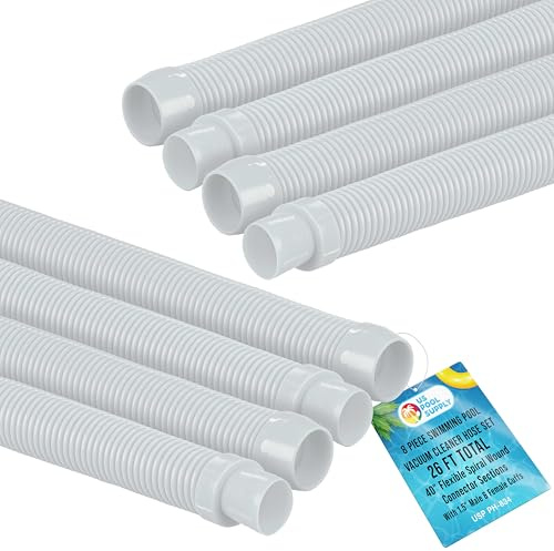 U.S. Pool Supply Professionelles 8-teiliges Schwimmbad-Staubsaugerschlauch-Set – 101,6 cm flexible Spiralverbindungsstücke mit 3,8 cm männlichen und weiblichen Manschettenenden – passend für die