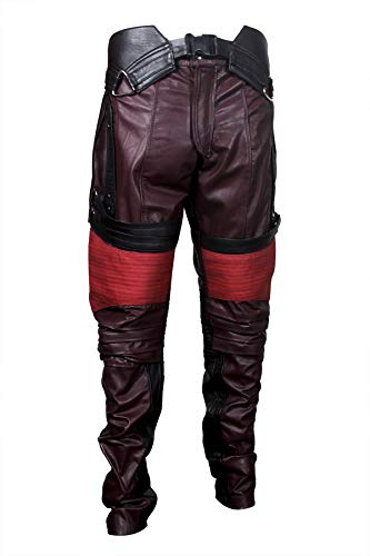 Fashion_First Mens Halloween Costume Pants Maroon Faux Leather Pants Trousers