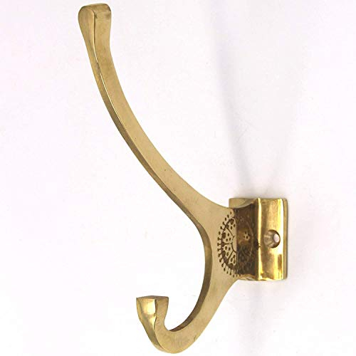 Garderobenhaken Wandhaken Kleiderhaken mit Schrauben, Messing poliert, vintage antik Historischer Haken