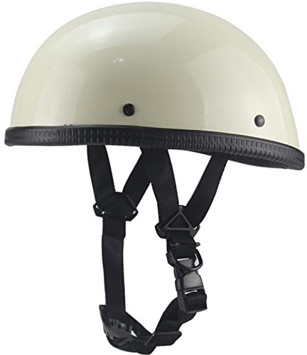 Retro-Motorradhelm im Deutschen Stil für Männer und Frauen, Retro-Motorradhelm mit offenem Gesicht, ultradünner Halbschalenhelm, DOT/ECE-Zertifiziert,Weiß,M