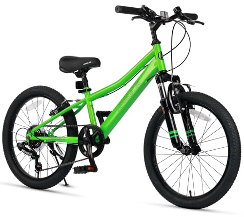 AVASTA 20'' Big Kids Mountain Bike for Age 6 7 8 9 10 11 12 Years Old Boys Girls Teen with Suspension Fork Front & Rear Dual Hand Brakes 6 Speeds Drivetrain, Green