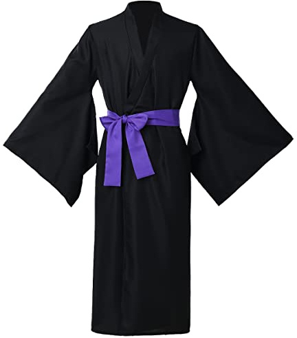 COSDREAMER Mens Japanese Yukata Kimono Robe Costume Japanese Kimono Robe (Black, M)