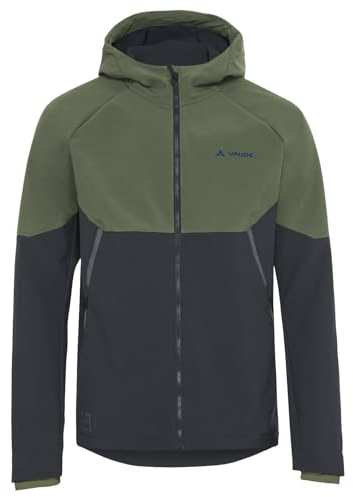 VAUDE Softshell Fahrradjacke Herren Qimsa – Wasserdichte & atmungsaktive Softshelljacke Herren, reflektierende Details, ideal fürs Radfahren im Herbst & Winter - in Khaki, Größe: M
