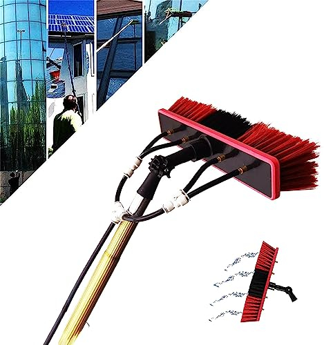 Gguwug Teleskopstange wasserführend 3M-15M,teleskopstange dachreinigung mit 55cm Bürste, autowaschbürste Photovoltaikreinigung Solarreinigung Fassadenreinigung Fensterreinigung Wintergartenreinigung