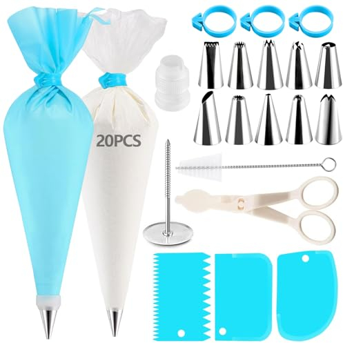 Mafagwre 42 Stück Spritzbeutel mit Tüllen, Spritztüllen Set, Torten zubehör mit Spritztüllen, Edelstahl-Tüllen-Set mit Kupplung, Wiederverwendbar Spritzbeutel für Cupcakes, Torten Dekorieren, Kuchen