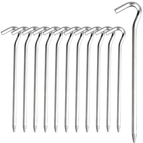 Zeltheringe Set, 12 Stück 18cm/7Zoll Zeltnagel mit Aufbewahrungsbeutel, Luftfahrtaluminium Heringe für Picknick, Bergsteigen, Angeln, Abenteuer