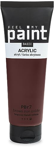 FeelMyPaint Acrylfarbe 120ml Braun, Verbrannte Umbra, Burnt Umber, Mars Brown, PBr6. Hochpigmentierte Farbe zum Malen auf Leinwand, Papier, Stoff, Holz, Glas, Keramik, Metall, Stein