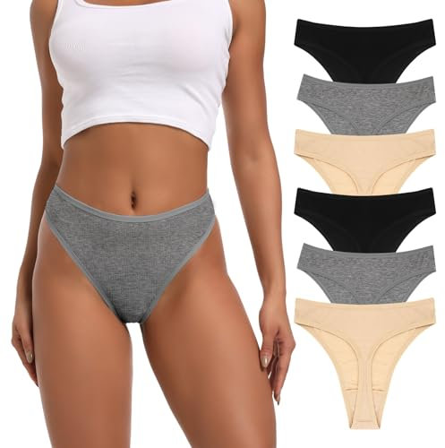 Deigecil 6er-Pack String Tanga Damen Unsichtbarer High Taille Tief Sitzender String Tangas Frauen