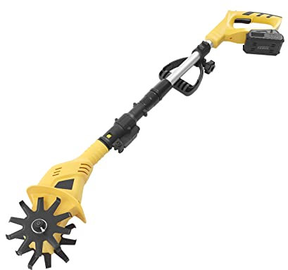 Motorhacke Bodenhacke Gartenhacke Handheld Elektrohacke mit Lithium-Batterie 20V mit Teleskopstange,Arbeitstiefe 17cm,für Bauernhöfe, Parks, Gärten und Höfe