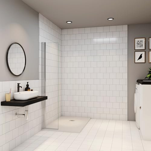 Paroi de douche retour pivotant mural 35cm en verre 8mm trempé anticalcaire AICA paroi de douche à l'italienne pivotante Hauteur 200cm