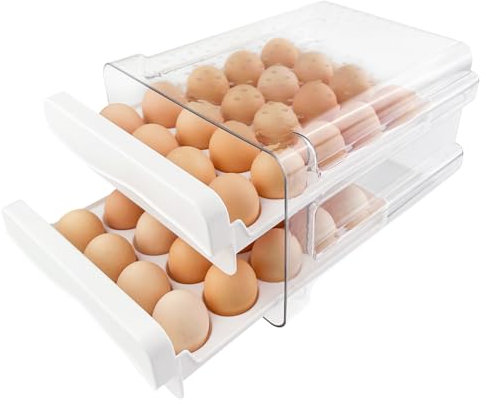 Gratuipolmep Organizador Huevos para Frigorífico, Hueveras para Frigorifico para 40 Huevos, Transparente Cajón Tipo Huevera, Caja de Almacenamiento de Huevos, para Cocina Refrigerador Encimera