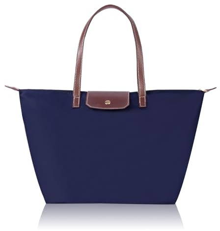 LINGLONGCY Bolsa de hombro para mujer plegable de nylon de gran capacidad para señoras Bolsa de hombro para compras (azul, L 48 * 32 * 20cm)