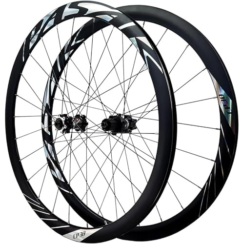 KUMYOS 700C Jeu De Roues De Course Frein À Disque Axe Traversant Vélo Avant Et Arrière En Alliage D'aluminium Jantes Double Couche 24H Moyeux À Tirage Direct Pour 8 9 10 11 12 Fois Cassette,Noir