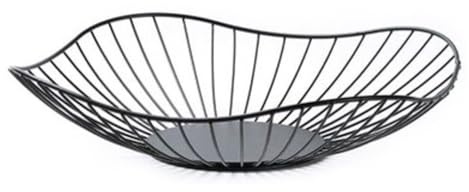 WyndShades Black Wire Fruit Basket – Wide Metal Fruit Bowl for Kitchen Counter, Large Decorative Holder for Fruits, Vegetables, Bread & Snacks, Modern Table Centrepiece (Shallow)