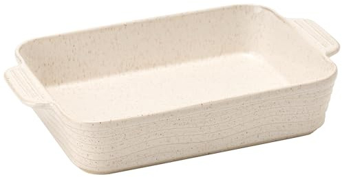 POECER Plat de cuisson carré en céramique de 2000 ml pour four, 31 cm avec poignées, plat de cuisson pour lasagnes, parfait pour la cuisson et le service, blanc