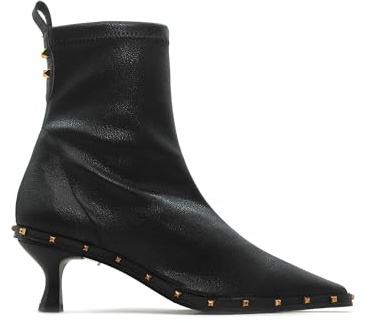 Pedro Miralles - Botín de cuero sintético con tacón, caña baja, tachuelas, suela de goma, para: Mujer color: NEGRO talla:38
