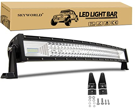 SKYWORLD Barras de luz LED curvadas, 32 pulgadas 81.28 cm 405W Combinación de inundación de punto de triple riga Viga Luz de niebla de conducción todoterreno para camión todoterreno 4WD ATV 4x4 Pickup