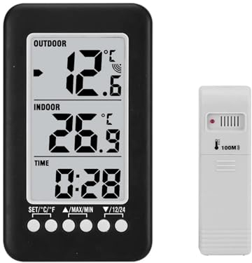 Meichoon Thermomètre Sans Fil Station Météo Intérieure Extérieure Moniteur Température Numérique Avec Télécommande Réfrigérateurs Domestiques Stockage Glace Maximum Minimum UD06