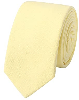 HOULIFE Slim Herren Krawatten - Solide Herren Krawatte, Krawatten für Herren aus Baumwolle, Skinny Krawatten zur Hochzeitsfeier, Party (Gelb)