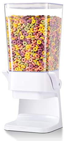 Cereal Dispenser Countertop with lids, 5L Organization and Storage Containers for Kitchen and pantry, Plastic Containers for food, Cereal, Rice, Beans, Grains, Nuts, Oatmeal, Pet food, White, 1Pc